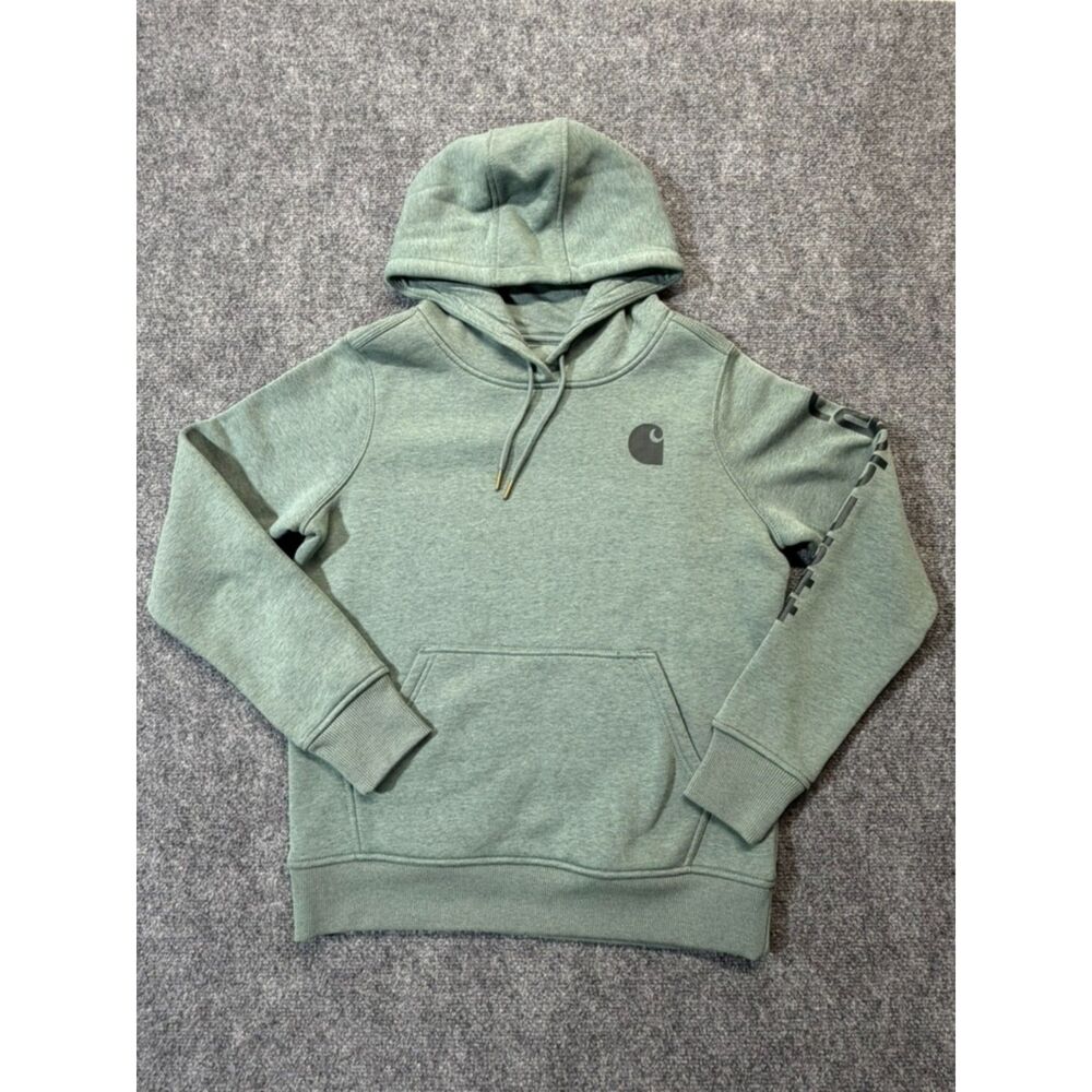 NWT Carhartt Women S Greenstone Clarksburg Logo Hoodie Relaxed Fit Sweatshirt